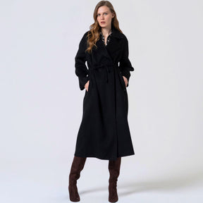 Surkana Women's Lina Handmade Wool Coat in Black