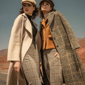 Surkana Women's Lina Handmade Wool Coat in Stone