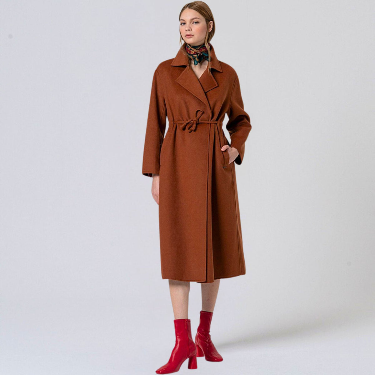 Surkana Women's Lina Handmade Wool Coat in Toffee