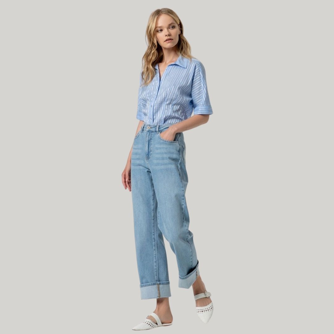 Surkana Women's Baggy Jeans in Sky Blue