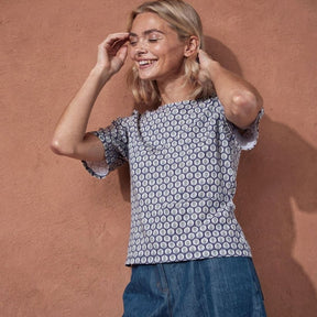 Surkana Women's Boat Neck T-Shirt in Blue