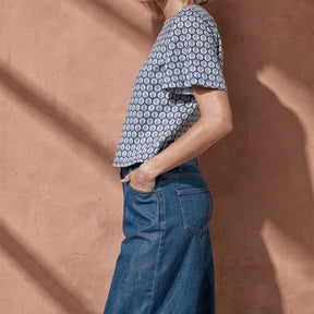 Surkana Women's Boat Neck T-Shirt in Blue