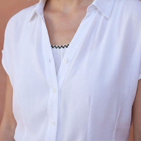 Surkana Women's Fitted Waist Sleeveless Shirt in White