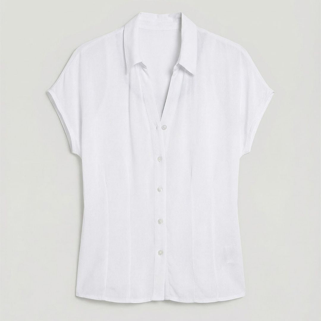 Surkana Women's Fitted Waist Sleeveless Shirt in White