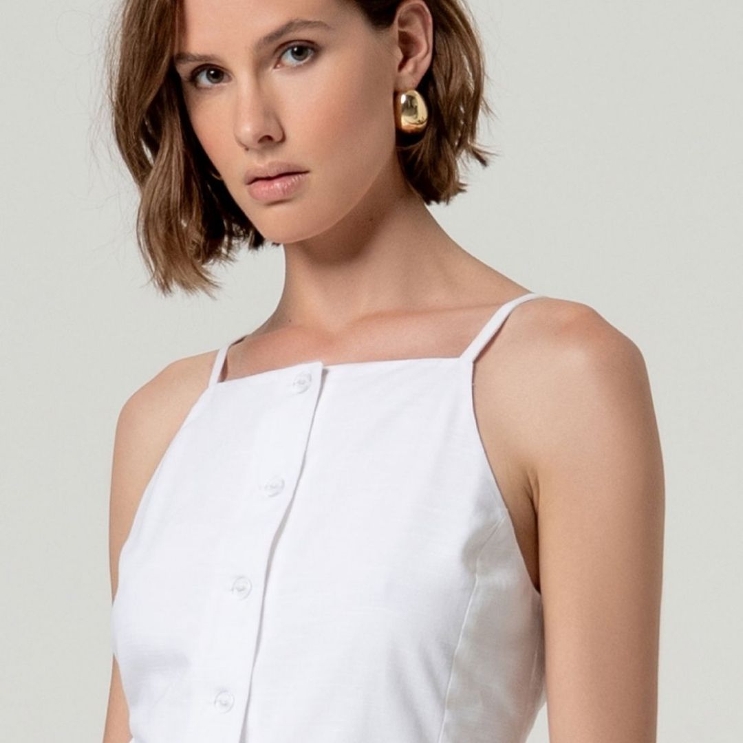 Surkana Women's Long Strap Vest in White