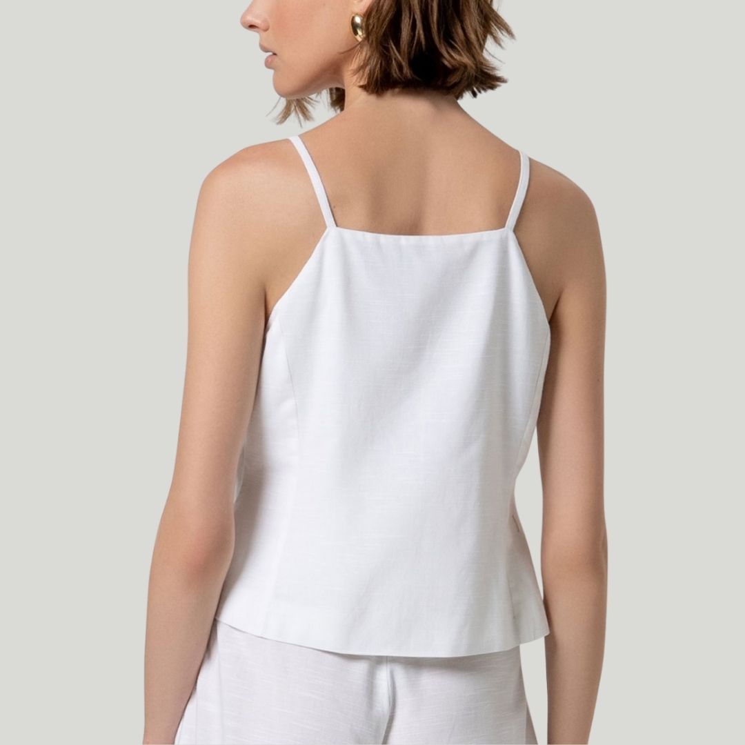 Surkana Women's Long Strap Vest in White