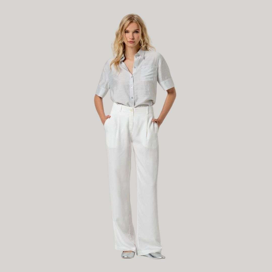 Surkana Women's Pants with Pocket Detail in White