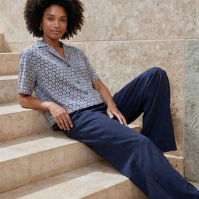 Surkana Women's Pocketed Pants in Navy Blue