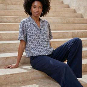 Surkana Women's Pocketed Pants in Navy Blue