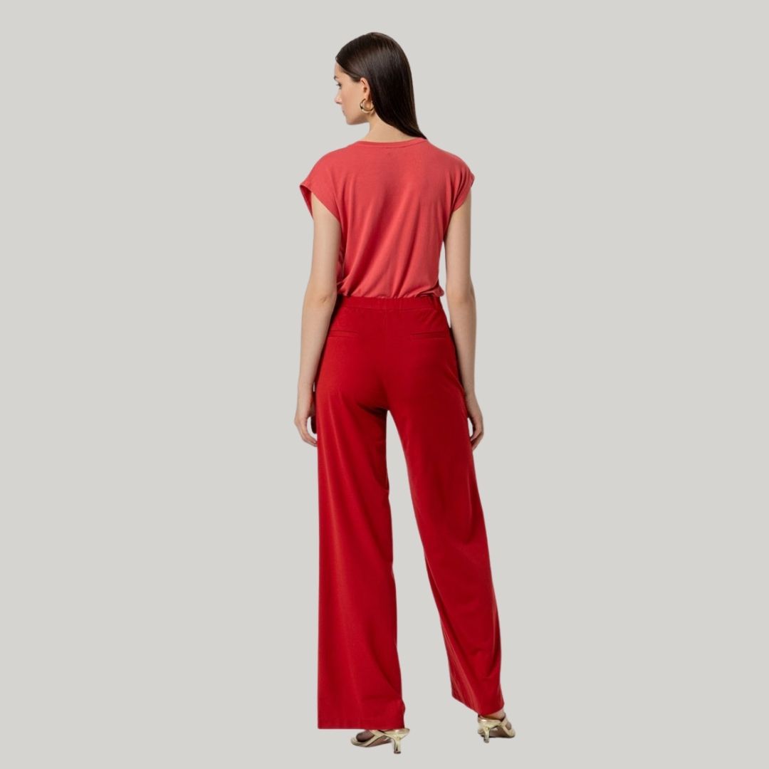 Surkana Women's Pocketed Pants in Red