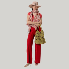 Surkana Women's Pocketed Pants in Red