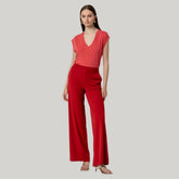 Surkana Women's Pocketed Pants in Red