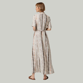 Surkana Women's Short Sleeve Shirt Dress in Beige