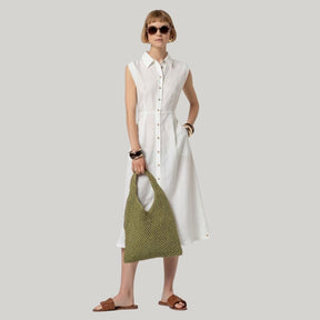 Surkana Women's Sleeveless Shirt Dress in White