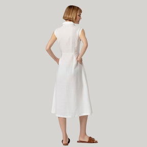 Surkana Women's Sleeveless Shirt Dress in White