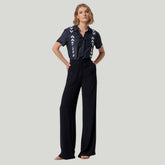 Surkana Women's Straight Leg Pants with Pockets in Black