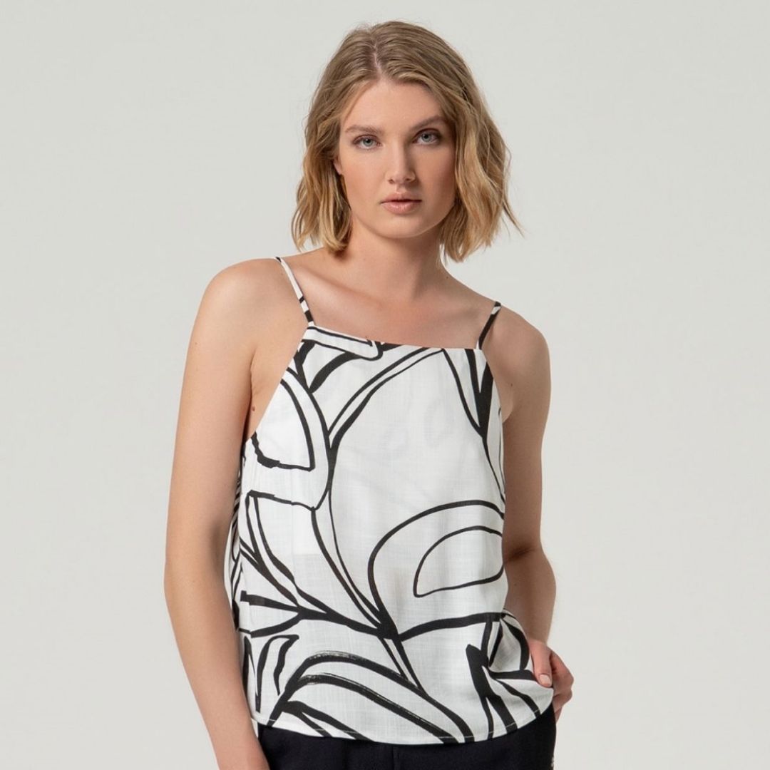 Surkana Women's Straight Neck Strap Top in White