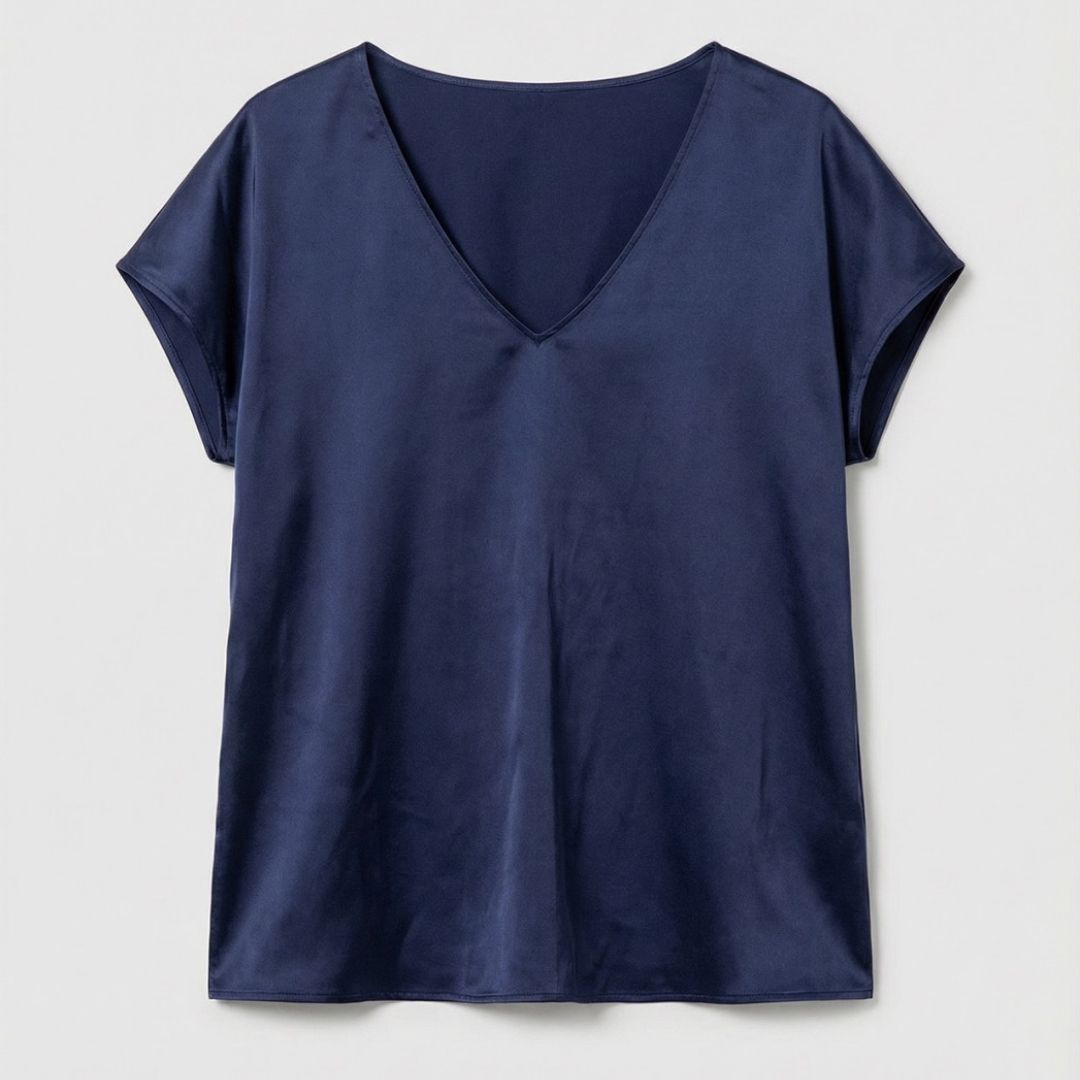 Surkana Women's V-Neck Blouse in Night Blue