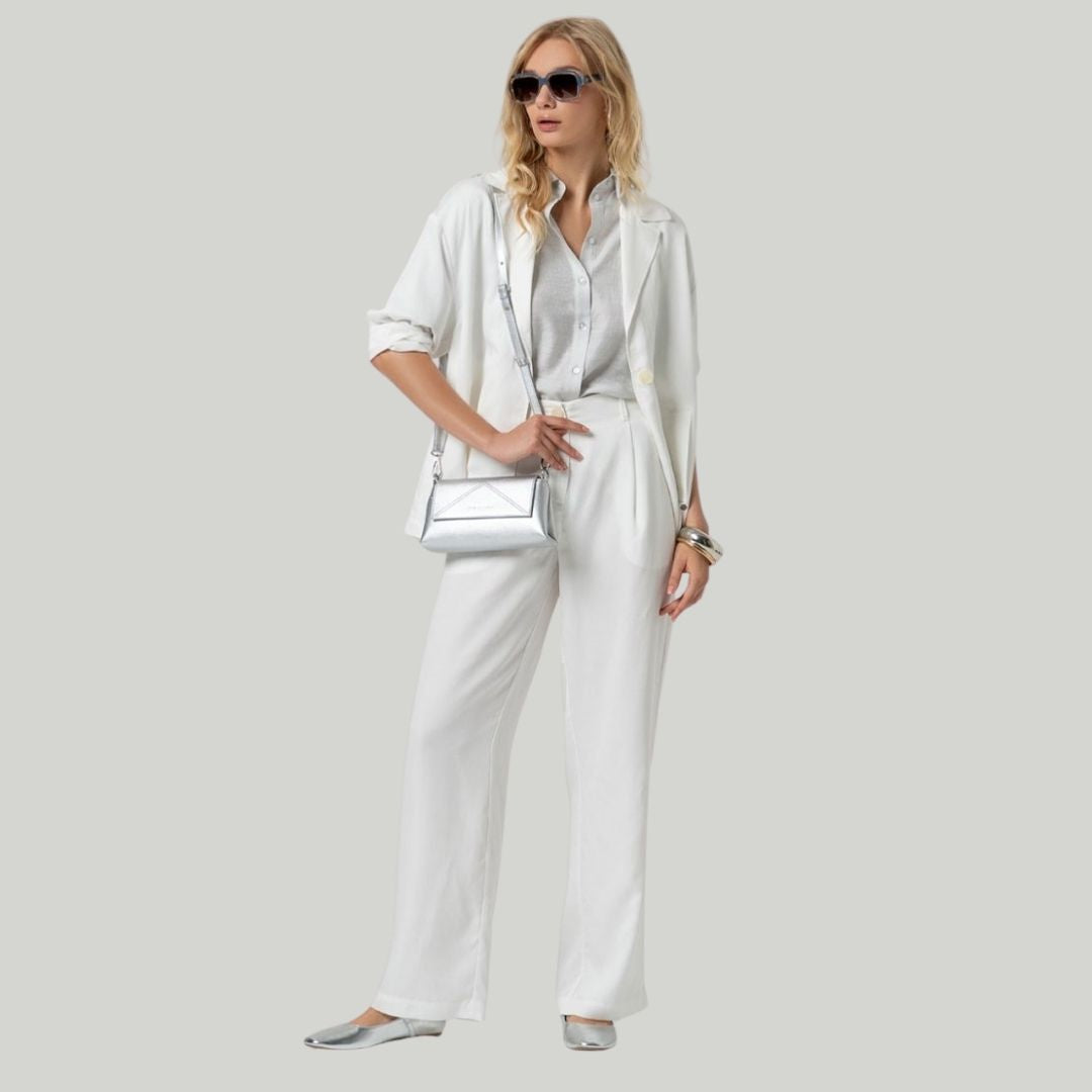 Surkana Women's Wide Leg Pants in White