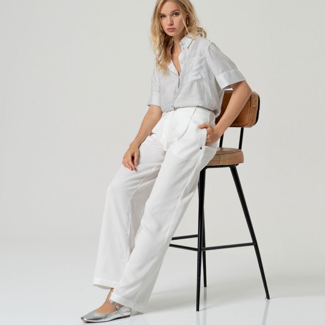 Surkana Women's Wide Leg Pants in White