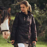 Welligogs Women's Louise Wax Coat in Mahogany