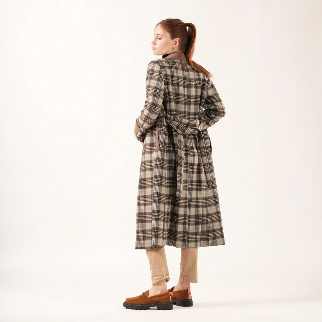 WG Women's Paddington Long Coat in Check