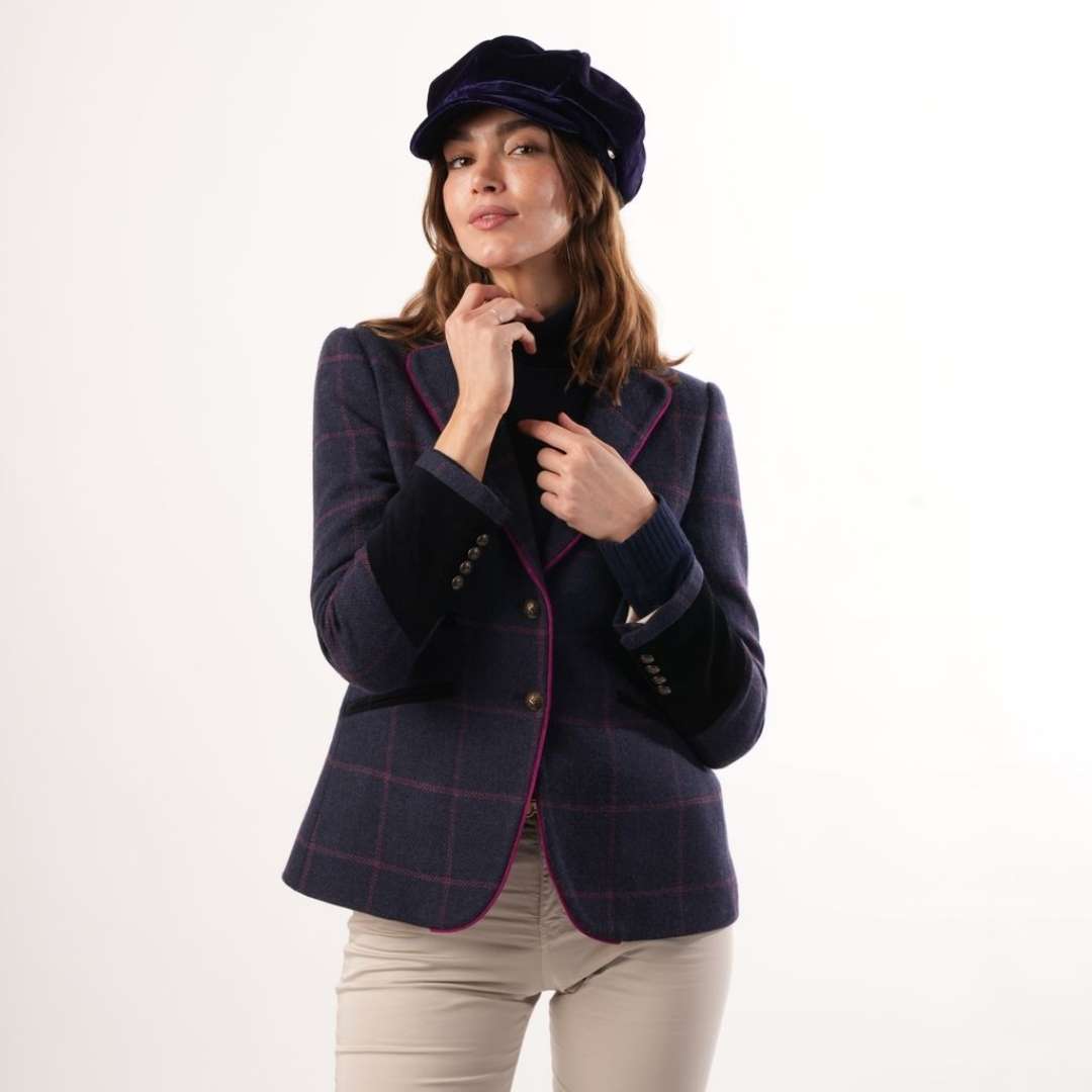 Welligogs Ascot Wool Jacket in Navy Pink