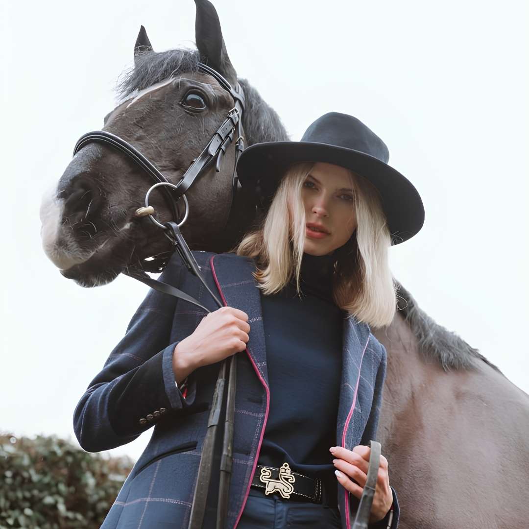 Welligogs Ascot Wool Jacket in Navy Pink