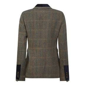 Welligogs Women's Grantham Wool Jacket in Herringbone Tweed & Navy Velvet