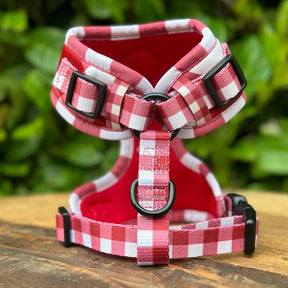 Wild Tails Classic Check Dog Harness in Red