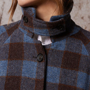 Diega Women's Macialo Check Long Coat in Brown & Blue