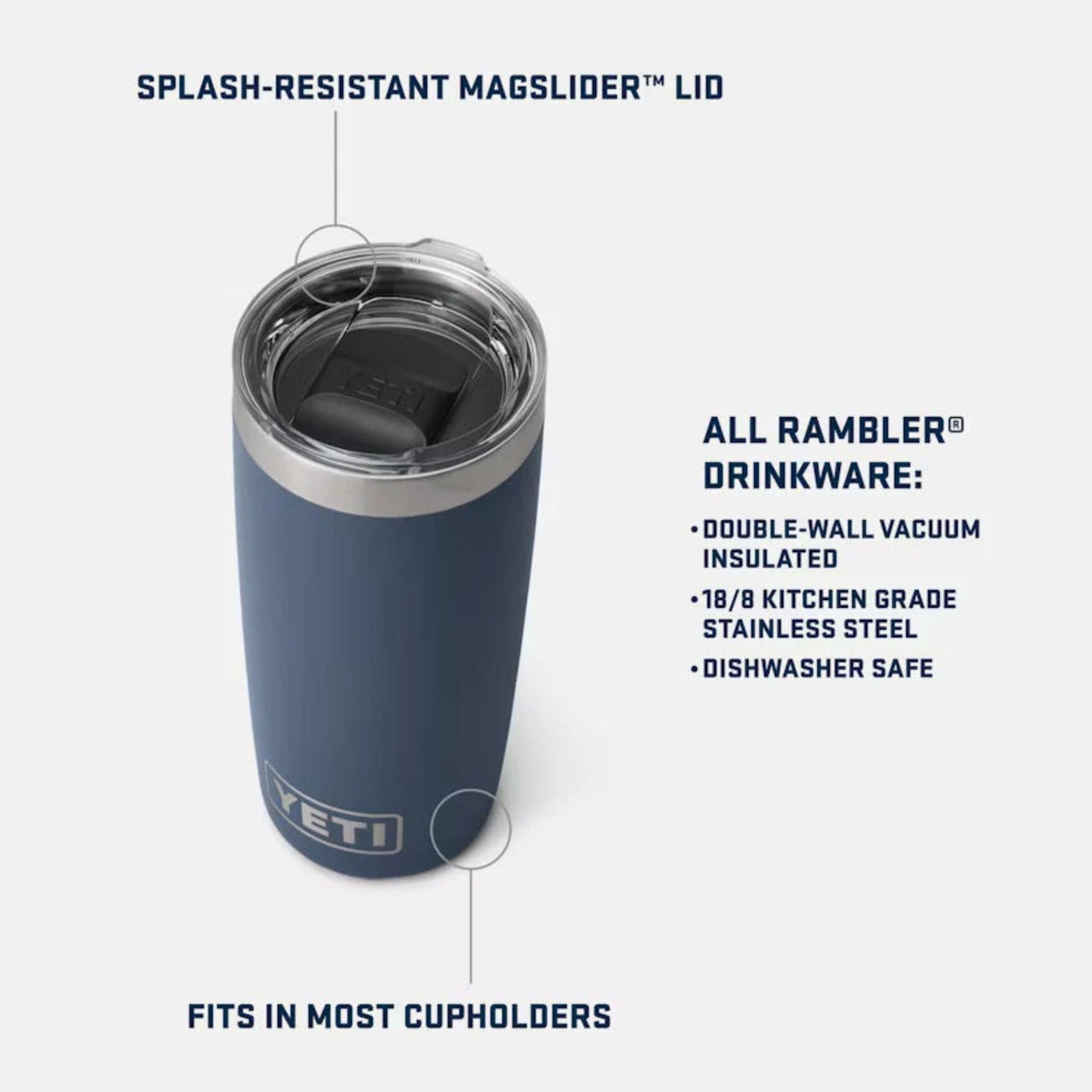 YETI Rambler 20 Oz Tumbler in Rescue Red (591ml) with Magslider Lid
