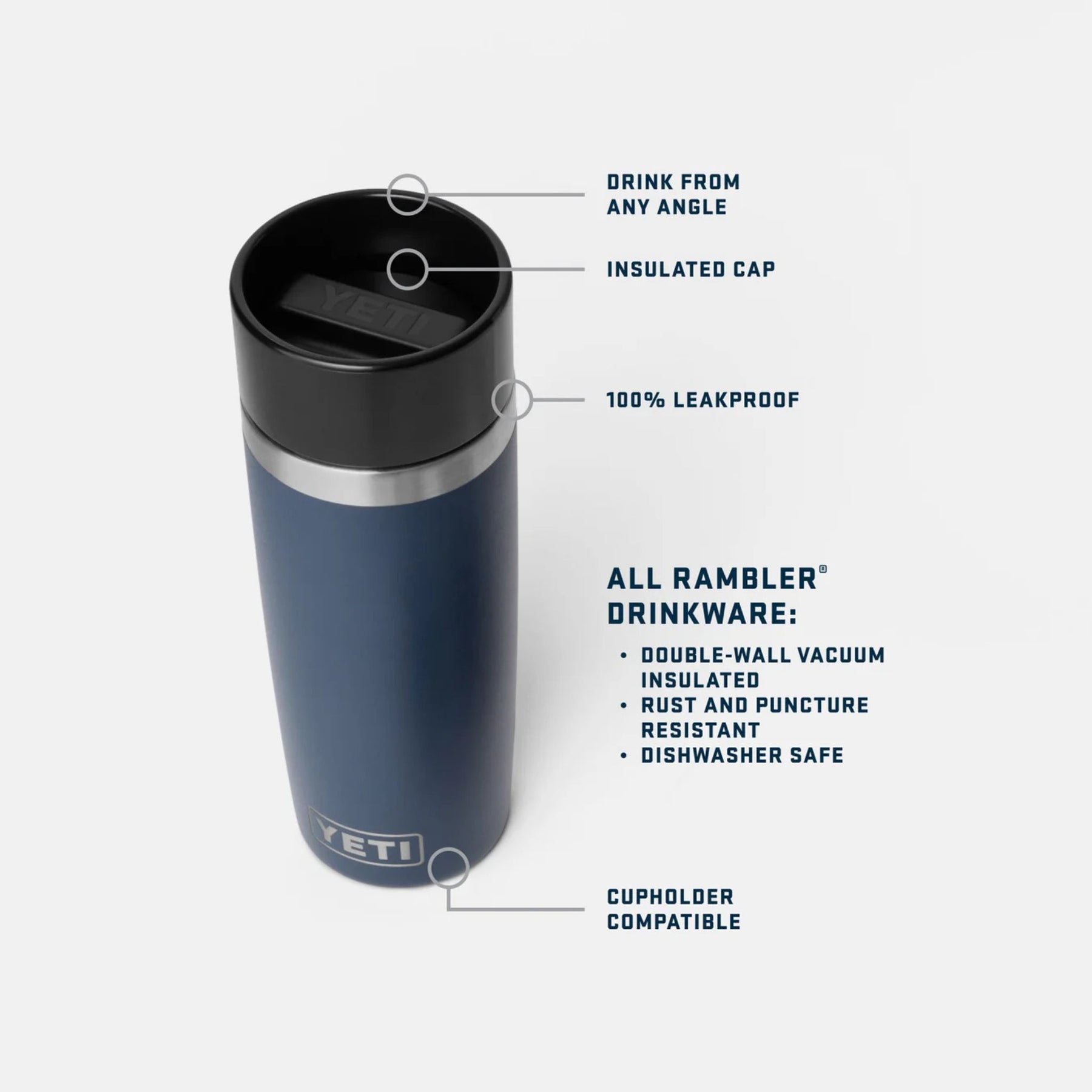 YETI Rambler 16 Oz Travel Bottle in Black Forest Green (473ml) with Commuter Cap