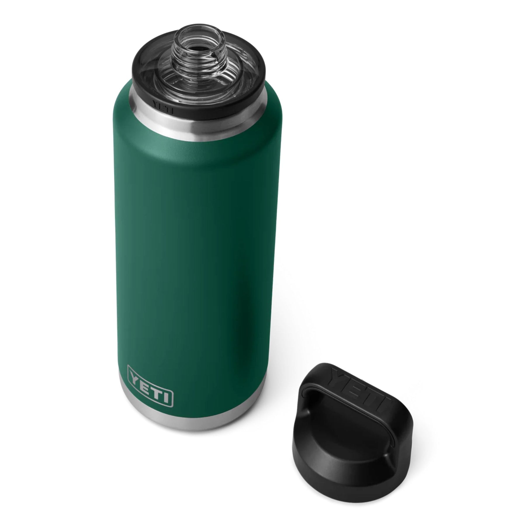 YETI Rambler 46 Oz Bottle in Black Forest Green (1400ml) with Chug Cap