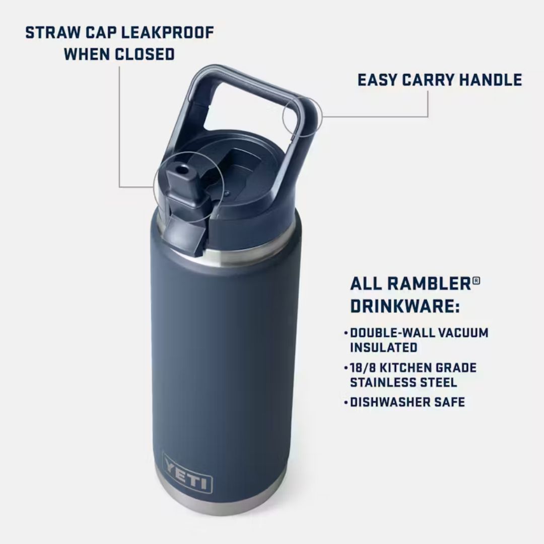 YETI Rambler 26 Oz Bottle in Ridgeline (769ml) with Straw Cap