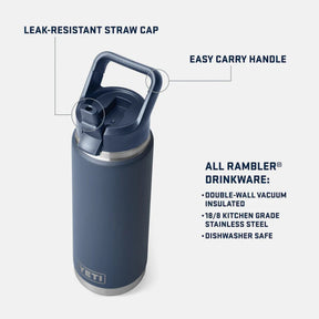 YETI Rambler 26 Oz Bottle in Tropical Pink (739ml) with Straw Cap