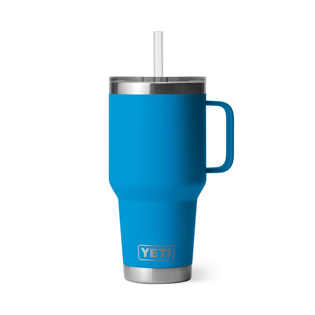 YETI Rambler 35 Oz Straw Mug in Big Wave Blue (994ml) with Straw Lid