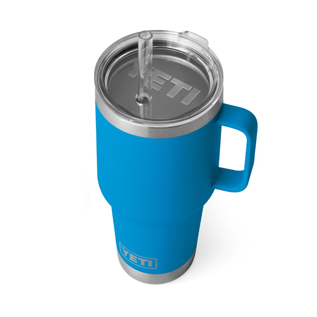 YETI Rambler 35 Oz Straw Mug in Big Wave Blue (994ml) with Straw Lid