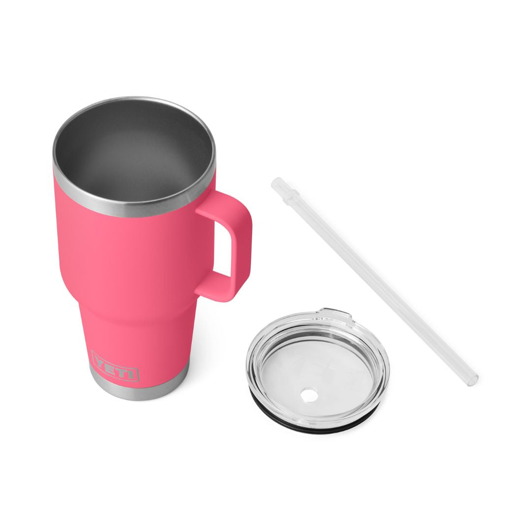 YETI Rambler 35 Oz Straw Mug in Tropical Pink (994ml) with Straw Lid