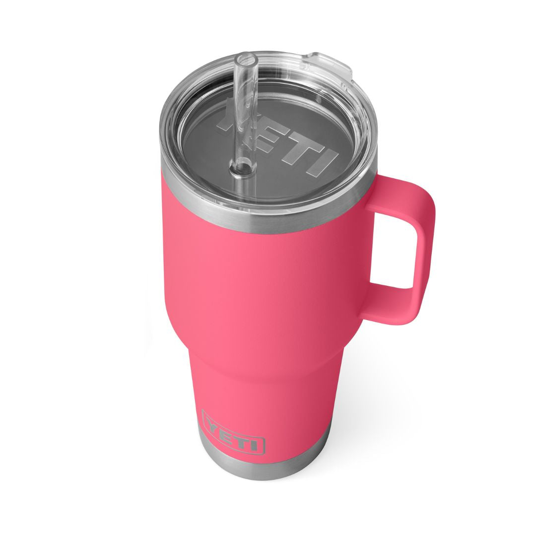 YETI Rambler 35 Oz Straw Mug in Tropical Pink (994ml) with Straw Lid