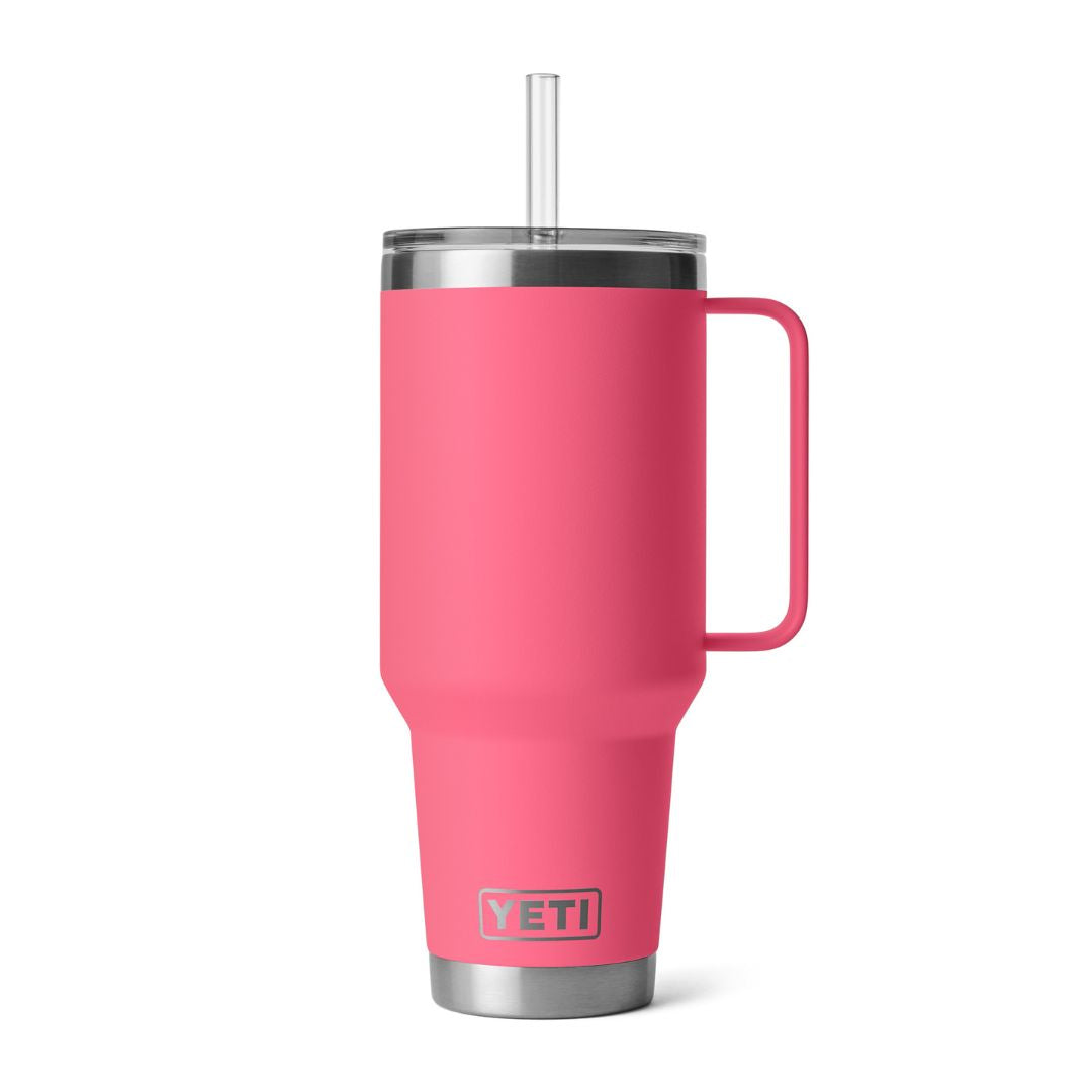 YETI Rambler 42 Oz Straw Mug in Tropical Pink (1242ml) with Straw Lid