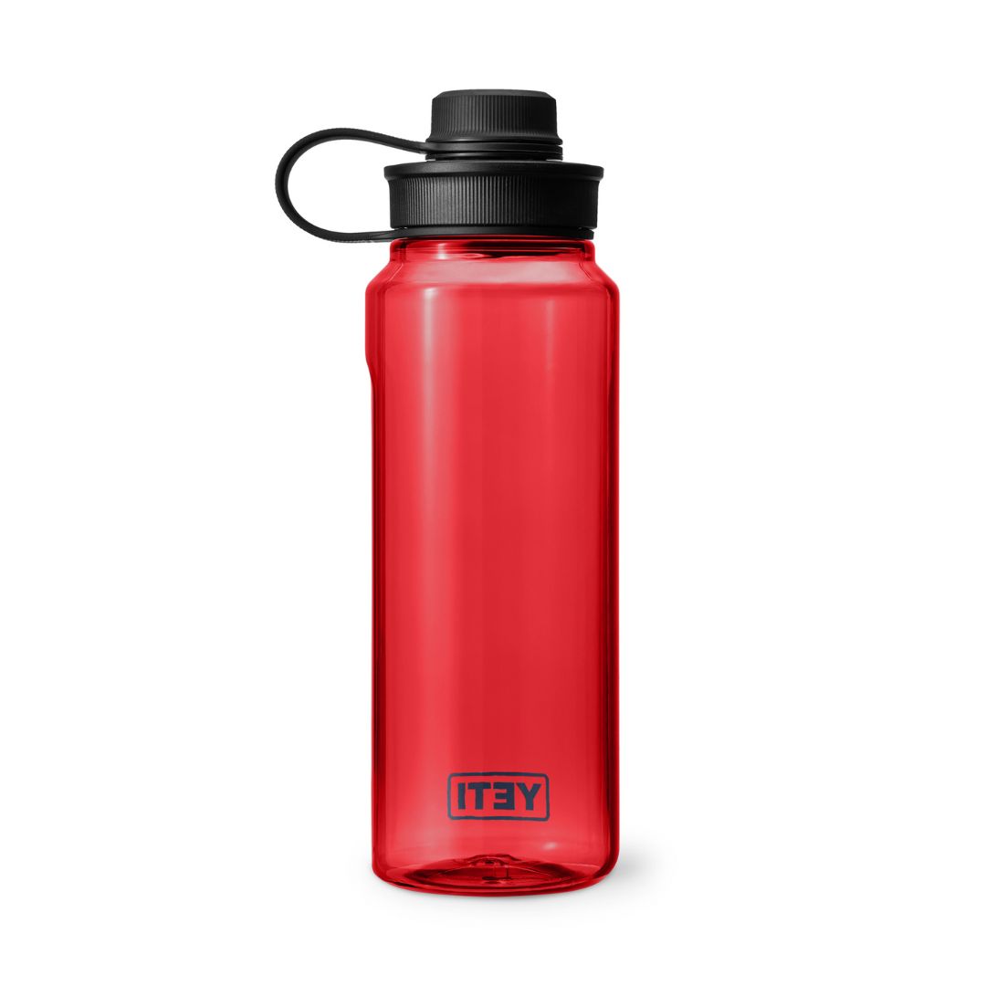 YETI Yonder 34 Oz Water Bottle in Rescue Red (1000ml) with Tether Cap