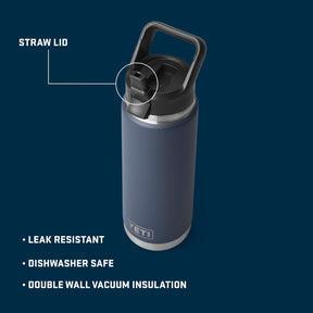 Yeti Rambler 26 Oz Bottle with Straw Cap in Charcoal (739ml)