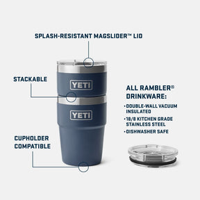Yeti Rambler 16 Oz Stackable Cup in Royal Blue (473ml) with Magslider Lid