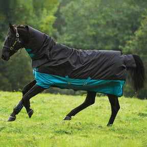 Horseware Mio One Piece Medium Turnout Rug in Turquoise & Black (200g)