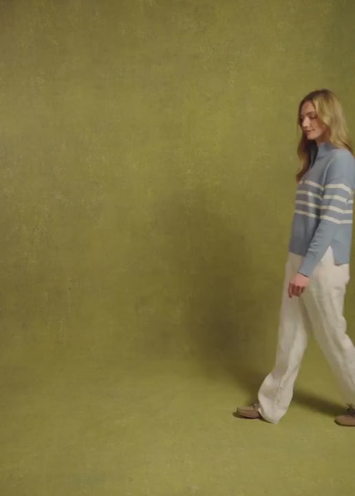 Dubarry Women's Fonthill Zip Neck Jumper in Dusty Blue