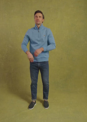 Dubarry Men's Boyce Zip Neck Jumper in Azure Blue