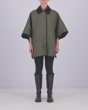 Barbour Women's Oakham Quilted Cape in Olive