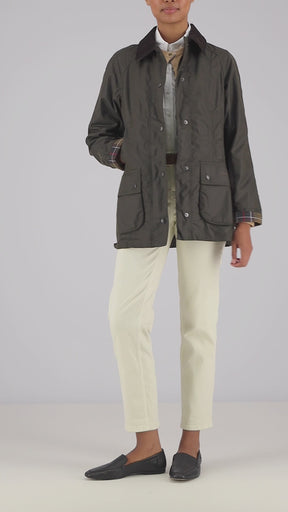Barbour Women's Classic Beadnell Waxed Jacket in Olive