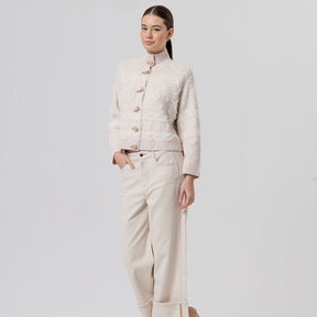 Surkana Fireplace Neckline Jacket in Ecru